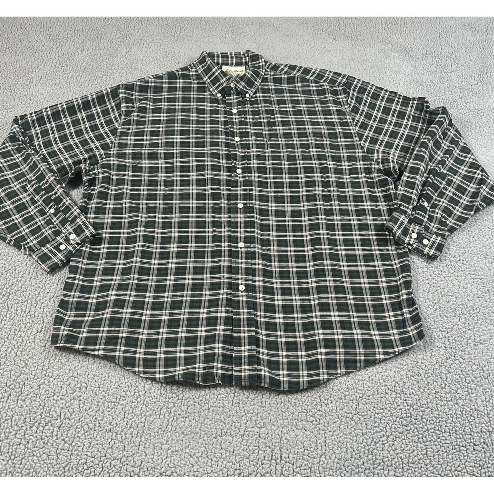 Eddie Bauer Mens XL Green Plaid Button Up Shirt Long Sleeve Cotton